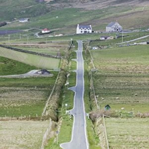 Single track road with passing places, Mainland, Shetland Islands, Scotland, May