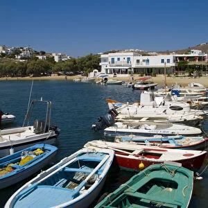 Beautiful island of Paros Greece in Greek Islands and beautiful boats in harbour