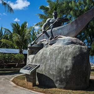 Bronze statue of a Chamorro chief, Guam, US Territory, Central Pacific
