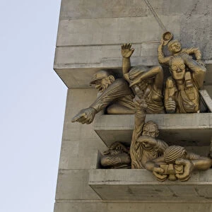 Canada, Ontario, Toronto. Sculpture of sports fans on the Rogers Center stadium. Credit as