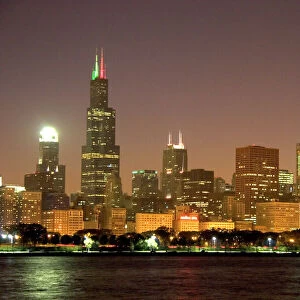 Chicago skyline at night, Illinois