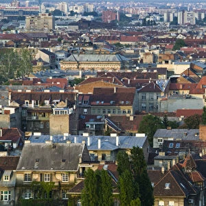 Croatia-Zagreb. Aerial View of the Lower Town at Sunset