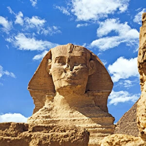 Egypt, Cairo, Giza, The Sphinx and Chefren Pyramid