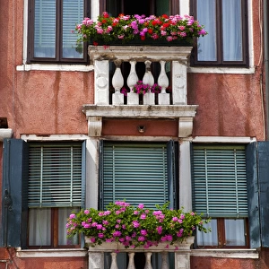 Europe; Italy; Venice; Street Scenes from Venice With Flower Boxes