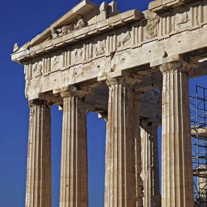 Greece, Athens. Ruins of The Parthenon under reconstruction