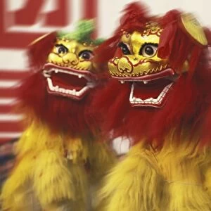 Lion Dance performance celebrating Chinese New Year, China