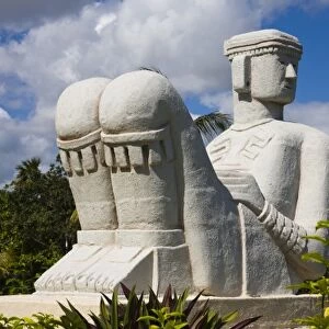 Mexico, Quintana Roo, Cancun, representative Statue of Chacmool. The original was