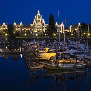 North America; Canada; British Columbia; Victoria; Parliament Building at Night with