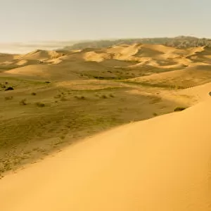 Panorama. Sand Dunes at Sunset. Gobi Desert. Mongolia