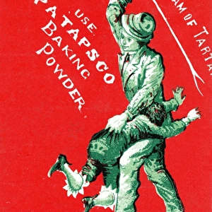 AD: BAKING, c1880. Advertisement for Patapsco baking powder - the boy being beaten