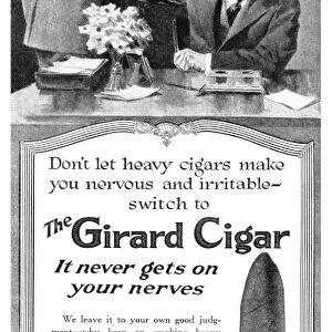 AD: CIGARS, 1918. American advertisement for The Girard Cigar. Illustration, 1918