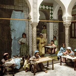 ALGIERS: EMBROIDERY SCHOOL. Girls learning embroidery in a courtyard at the Luce