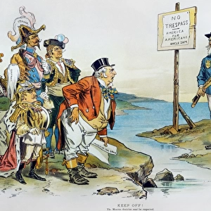 American cartoon by F. Victor Gillam, 1896, invoking the Monroe Doctrine against Great Britain and other European powers at the time of the Venezuelan Boundary dispute