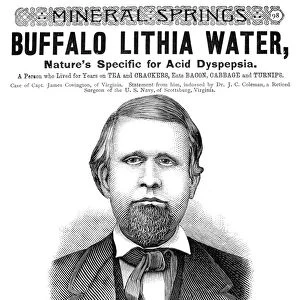 American magazine advertisement, 1890, for a mineral water produced in Buffalo Lithia Springs, Virginia