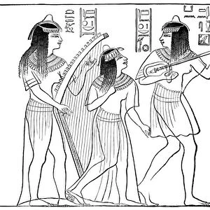 ANCIENT EGYPT: MUSIC. Musicians of ancient Egypt: line drawing, 19th century, after