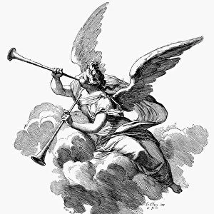 ANGEL. Wood engraving, French, 19th century