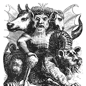 ASMODEUS. Asmodeus, the biblical demon of anger and lust (Tobit, 3: 8). Wood engraving, French, 19th century