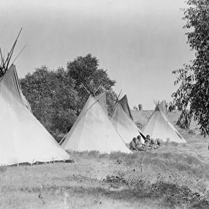 ASSINIBOIN CAMP, c1908. Tipis at an Assiniboin camp in South Dakota. Photograph by Edward Curtis