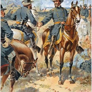 BATTLE OF CHICKAMAUGA 1863. General George Henry Thomas at the Battle of Chickamauga, Georgia, 19-20 September 1863. Lithograph, 1897, after Henry Alexander Ogden