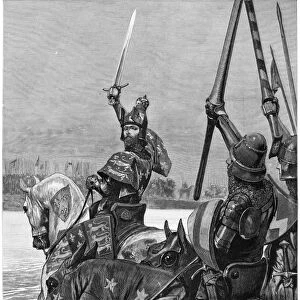 BATTLE OF CRECY, 1346. Edward III. Crossing the Somme in the face of the French army