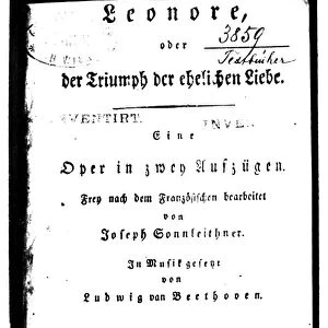 BEETHOVEN: FIDELIO, 1806. Title page of the second edition of Ludwig van Beethoven s