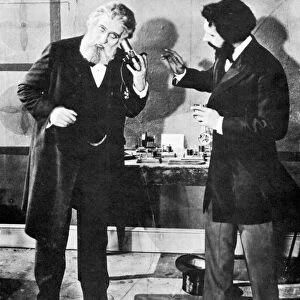 BELL & DOM PEDRO, 1876. Inventor Alexander Graham Bell (right) instructing Brazilian