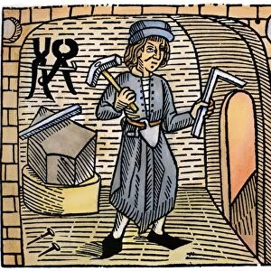 BLACKSMITH, 1483. Woodcut from William Caxtons edition, 1483, of Jacobus de Cessolis Game