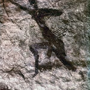 CAVE ART, ALGERIA. An archer. Rock painting from Tassili-des-Ajjer, Algeria