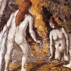 CEZANNE: BATHERS. Paul Cezanne: Three Women Bathers. Canvas, 19th century