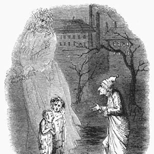 A CHRISTMAS CAROL. Ignorance and Want. Etching by John Leech from the first edition