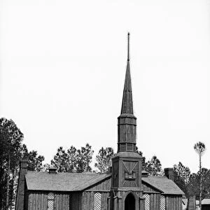 CIVIL WAR: CHURCH, 1865. Log church built by the 50th New York Engineers at Poplar Grove, Virginia. Photograph by Timothy O Sullivan, March 1865