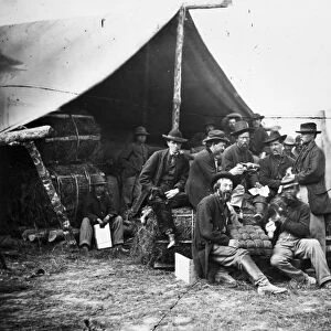 CIVIL WAR: UNION CAMP. Union Army camp scene photographed by Mathew Brady