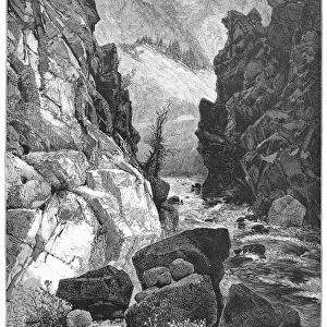 THE COLORADO RIVER. Devils Gate, Weber Canyon. Wood engraving, 1872