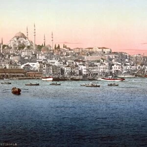 CONSTANTINOPLE, c1895. A view from the bridge in Constantinople, Ottoman Empire
