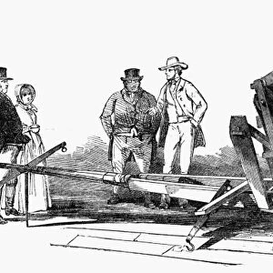 Cyrus Hall McCormicks reaper exhibited at the Great London Exhibition of 1851: contemporary wood engraving