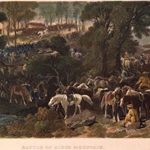 The defeat of the British at the Battle of Kings Mountain, South Carolina, 7 October 1780. Steel engraving, 19th century