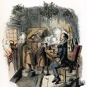 DICKENS: CHRISTMAS CAROL, 1843. Ebenezer Scrooge and Bob Cratchit