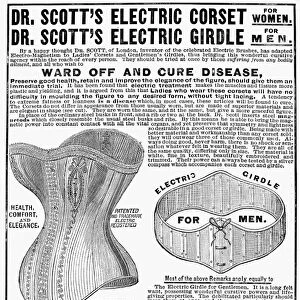 Dr. Scotts Electric Corset. American advertisement, 1882