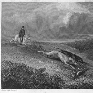 ENGLAND: COURSING, 1833. Rabbit hunting in England. Line engraving, 1833