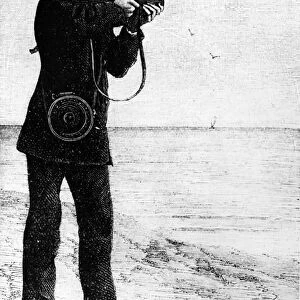 ETIENNE MAREY (1830-1904). Etienne-Jules Marey. French physiologist. Mareys rifle, 1882, a portable motion picture camera, which could take 12 frames of a bird in flight. Contemporary French wood engraving