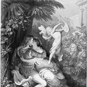 GOETHE: FAUST AND HELEN. Faust and Helen in an illustration from Johann Wolfgang Goethes Faust. Steel engraving after Wilhelm von Kaulbach, 1860