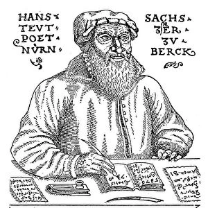 HANS SACHS (1494-1576). German poet and meistersinger. Woodcut, German, 1567