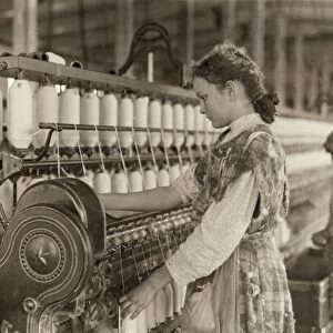 HINE: CHILD LABOR, 1908. A young spinner working in Vivian Cotton Mills in Cherryville