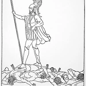 HOMER: THE ODYSSEY. Odysseus victorious over the suitors of his wife. Drawing, c1918