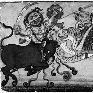 INDIA: DURGA, c1700. Mahishasura Mardini, the Goddess Durga in the role of the slayer of Mahisha