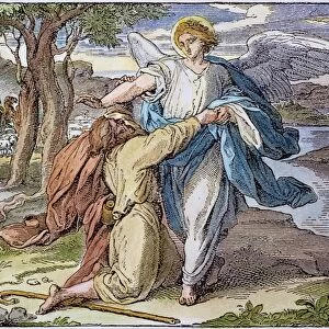 JACOBs STRUGGLE, 19th CENT. Jacob wrestles with the Angel (Genesis 33: 24-27): 19th century