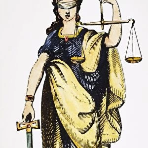 JUSTICE, 19th CENTURY. Wood engraving