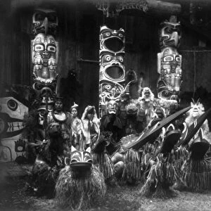 KWAKIUTL DANCERS, c1914. Masked and costumed Kwakiutl dancers during the winter ceremony