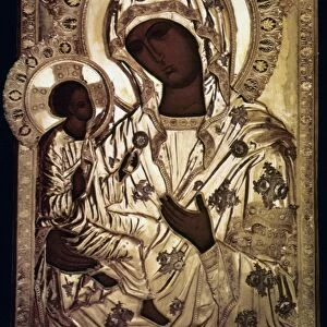 OUR LADY OF YEVSEMANISK. Russian icon, 16th century