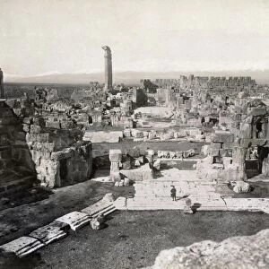 LEBANON: BaLBEK. Roman temple ruins at Baalbek, Lebanon. Photograph, late 19th century